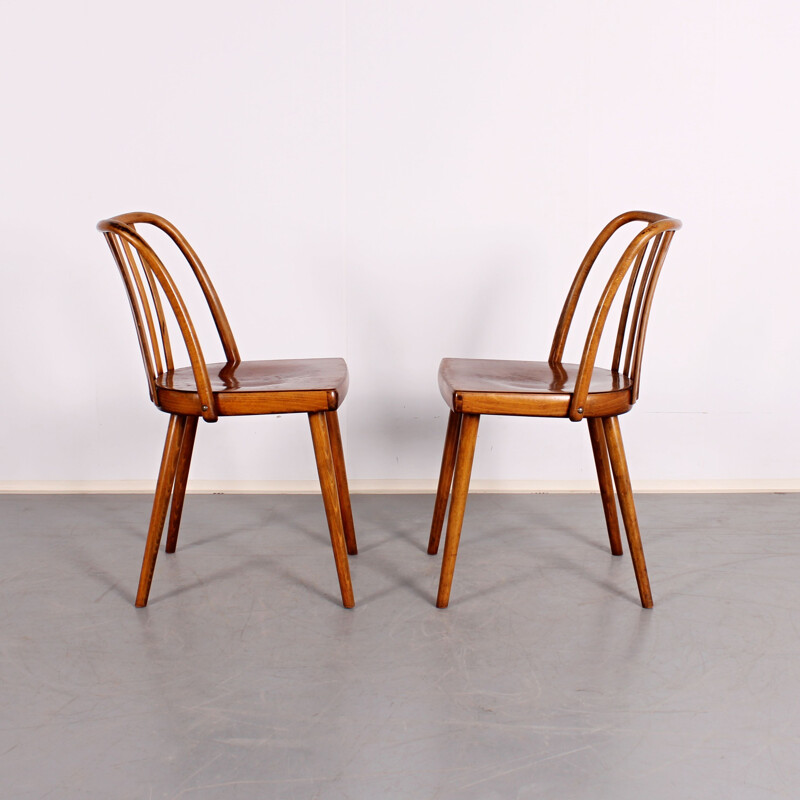 Set of 4 vintage chairs by Ton