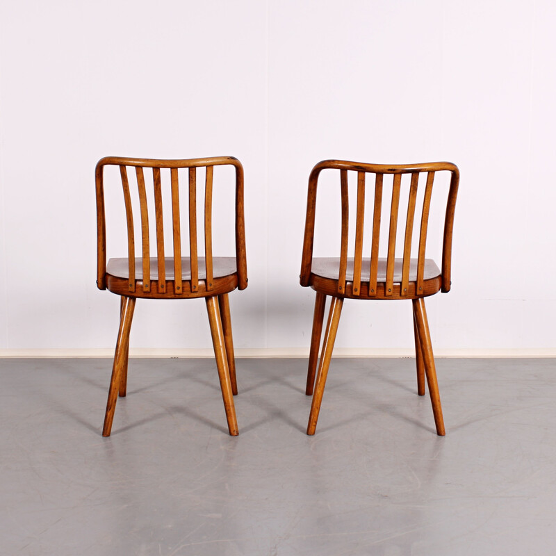 Set of 4 vintage chairs by Ton