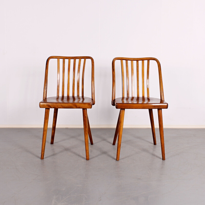 Set of 4 vintage chairs by Ton