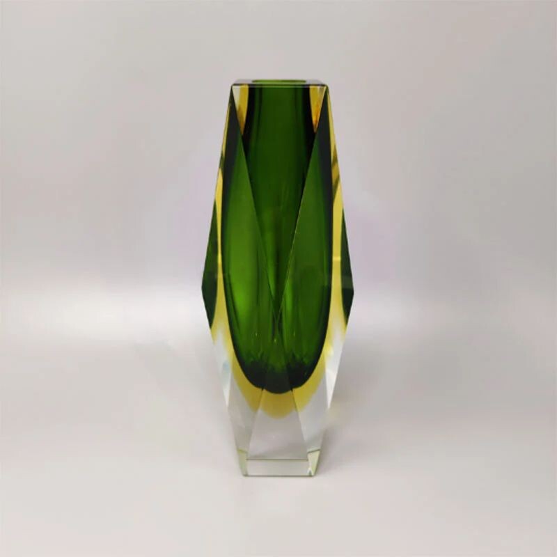 Vase vert vintage de Flavio Poli pour Seguso, Italie 1960