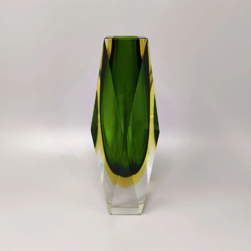 Vintage green vase by Flavio Poli for Seguso, Italy 1960s