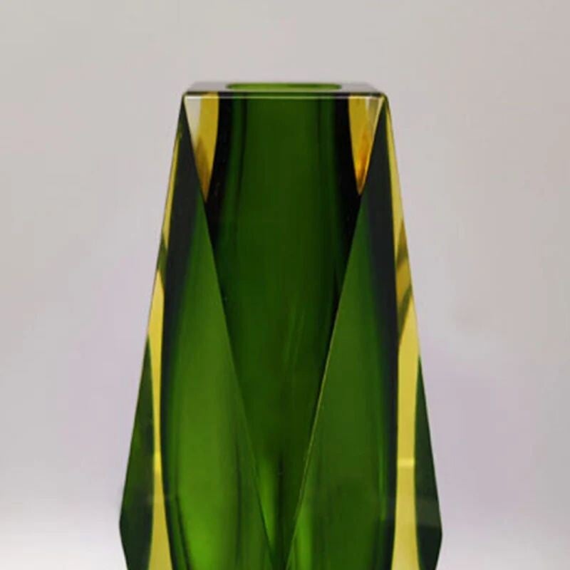 Vaso verde vintage de Flavio Poli para Seguso, Itália 1960