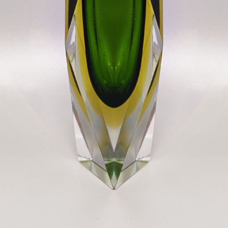 Vintage green vase by Flavio Poli for Seguso, Italy 1960s