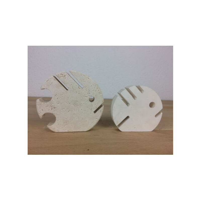 Pair of vintage travertine fishes by Fratelli Mannelli, 1970