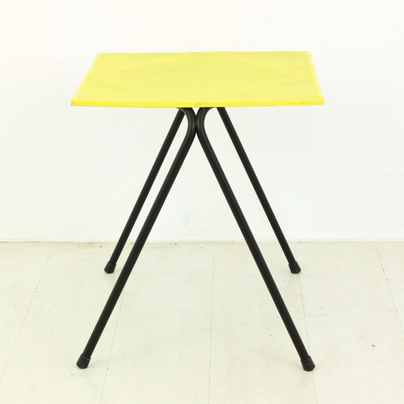 Small yellow side table in metal - 1950s