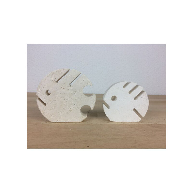 Pair of vintage travertine fishes by Fratelli Mannelli, 1970