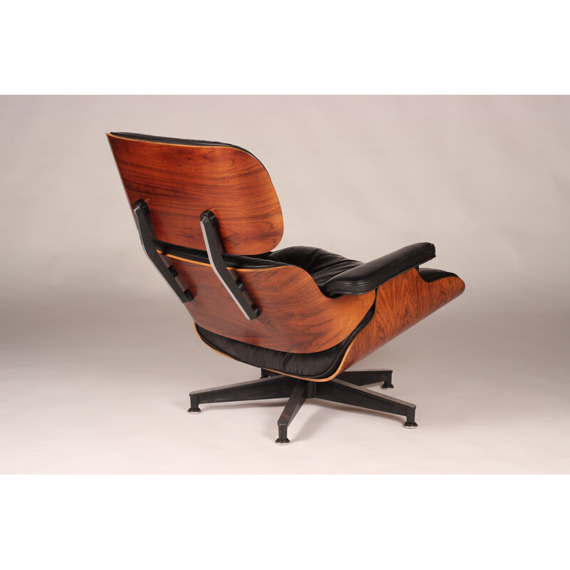 Vintage rosewood and leather armchair 670 by Charles and Ray Eames for Herman Miller