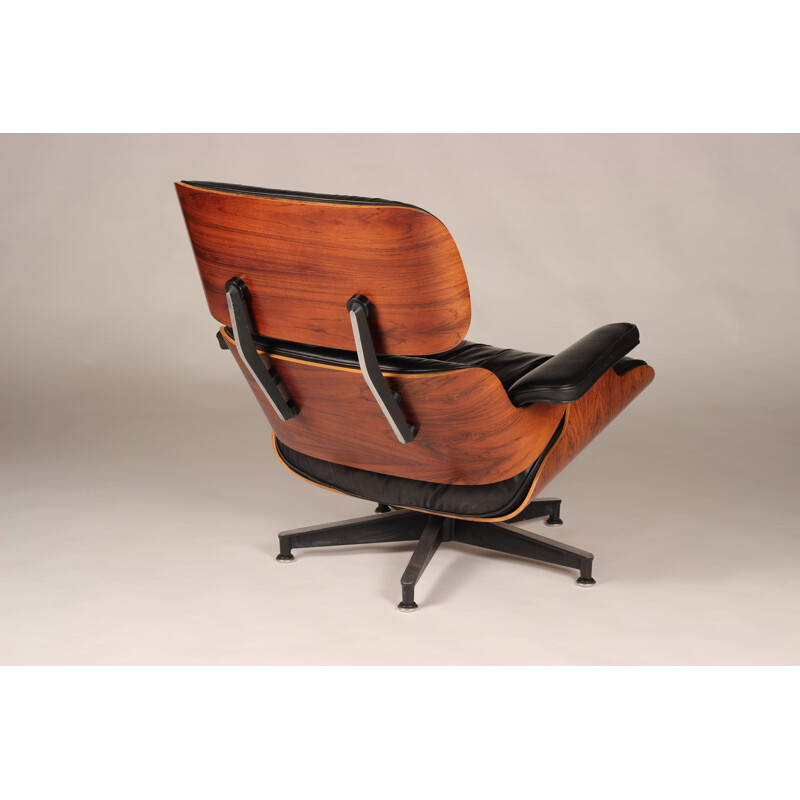 Vintage rosewood and leather armchair 670 by Charles and Ray Eames for Herman Miller