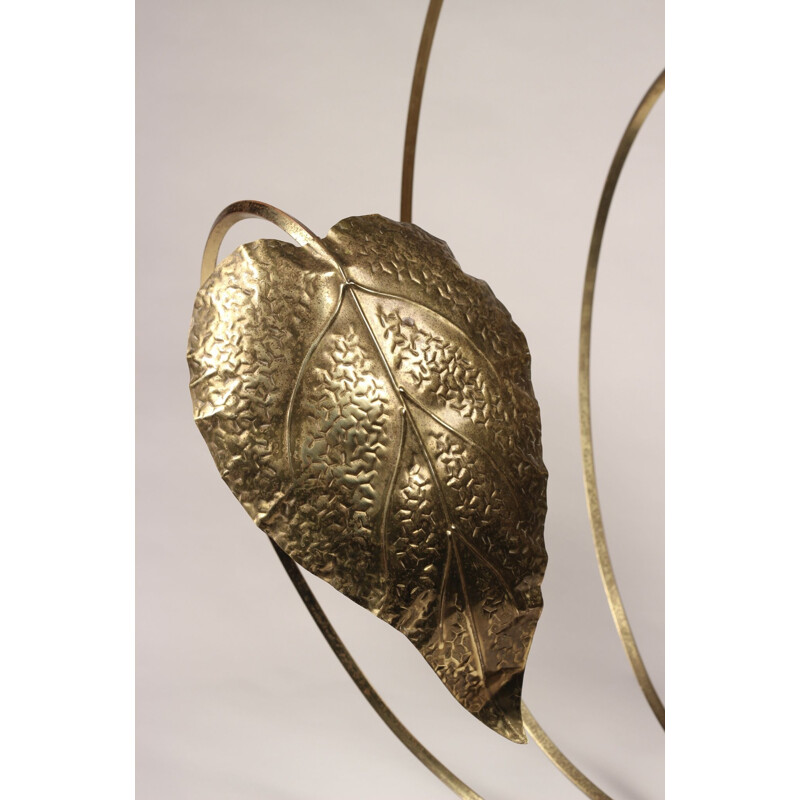 Vintage brass leaf lamp by Tommaso Barbi, Italy 1970