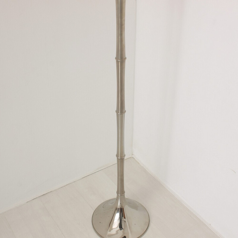 Mid-century "Tulip" floor lamp in chromed metal and orange plastic - 1970s