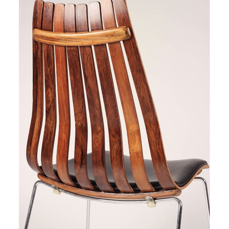 Ensemble de 6 chaises scandinaves vintage en palissandre par Hans Brattrud, 1958