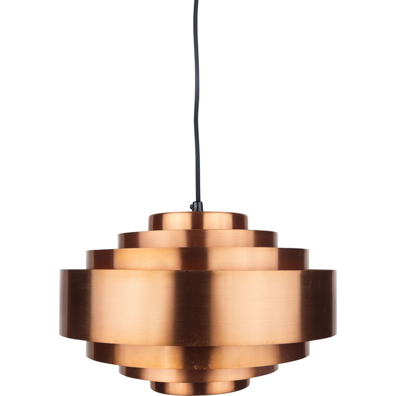 Vintage hanging lamp in solid copper by Jo Hammerborg for Fog og Morup, Denmark 1960