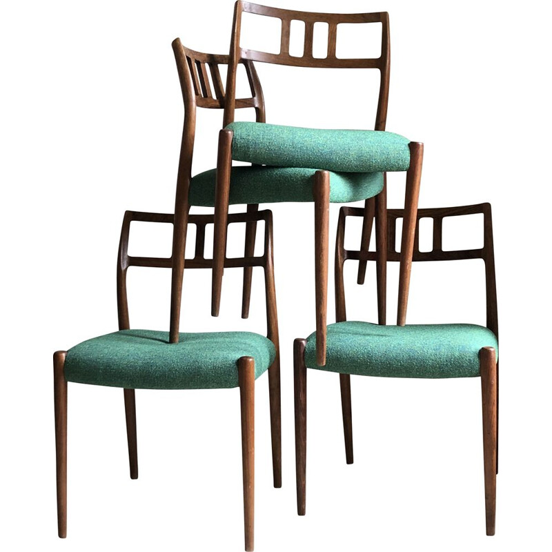 Lot de 4 chaises vintage modèle 79 par Niels Otto Moller pour J.L. Møller Mobelfabrik, Danemark 1960