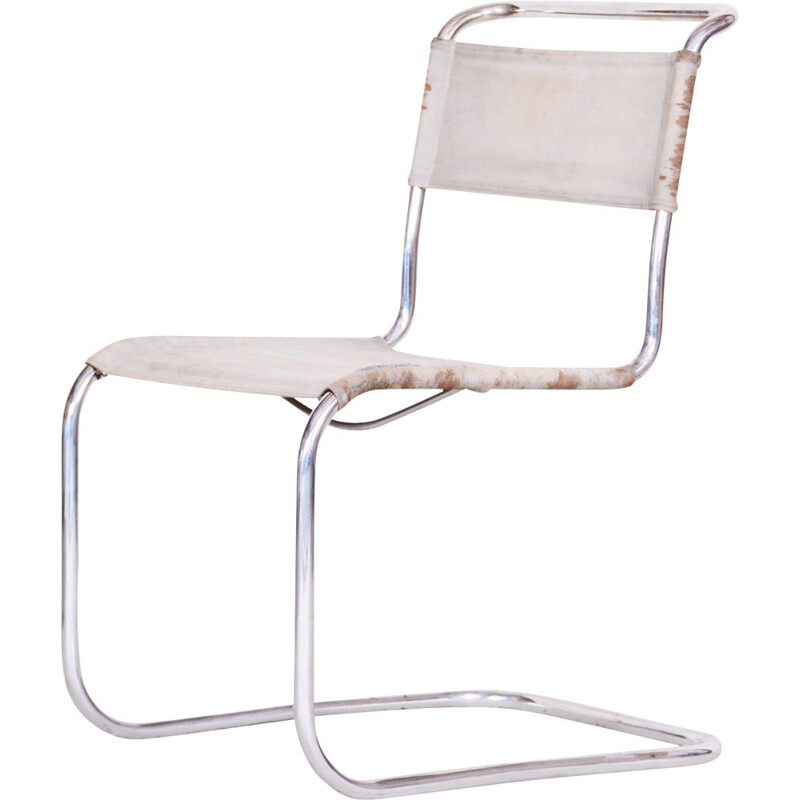 Cadeira Vintage em tecido e cromada por Marcel Breuer para Robert Slezak