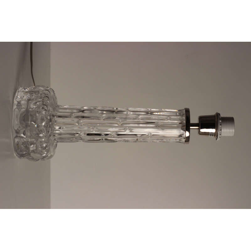 Rd lámpara de mesa de cristal vintage de Carl Fagerlund para Orrefors, Suecia