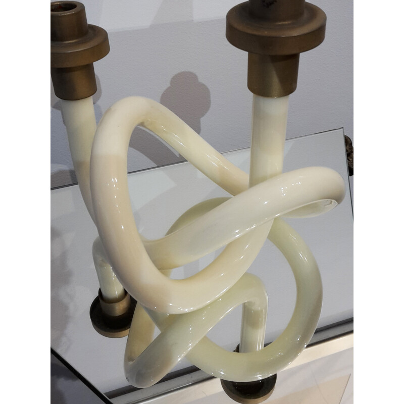 Pair of Pretzels candleholders in lucite, Dorothy THORPE - 1940s