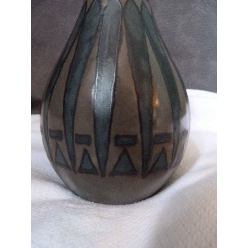 Odetta vase in green and yellow ceramic - 1940s
