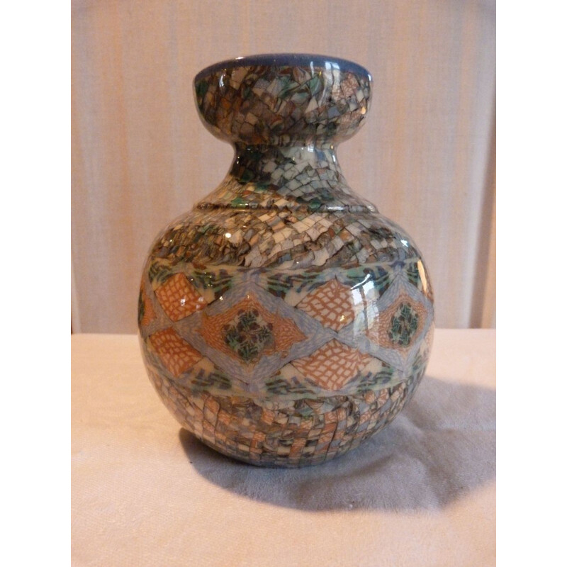 Vase in mozaic ceramic, Jean GERBINO - 1940s