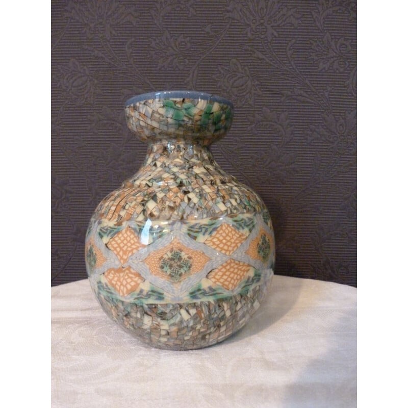 Vase in mozaic ceramic, Jean GERBINO - 1940s