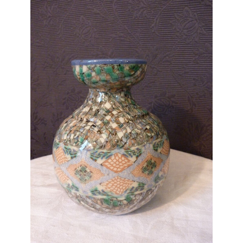 Vase en céramique avec mosaïque, Jean GERBINO - 1940