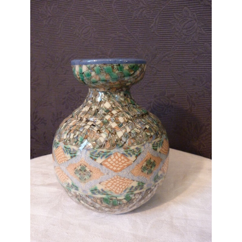 Vase in mozaic ceramic, Jean GERBINO - 1940s