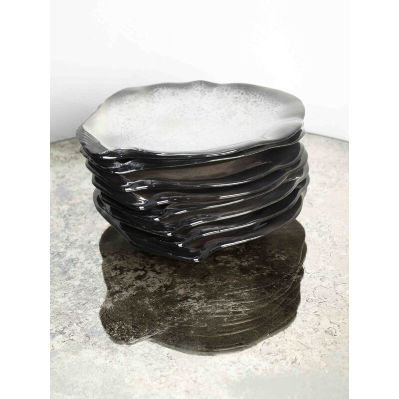 Set of 8 plates with a large plate in ceramic, Pol CHAMBOST - 1960s