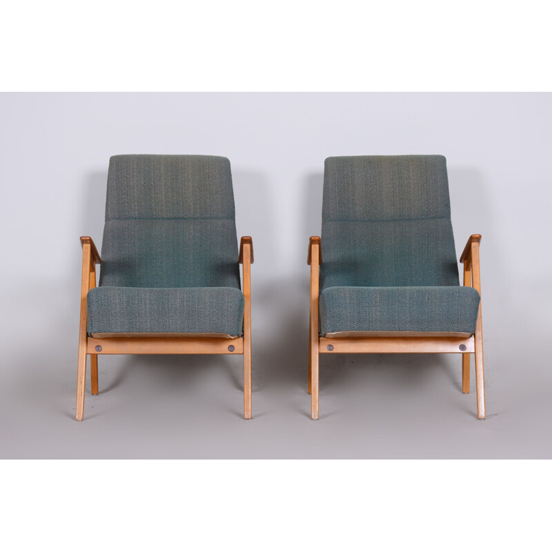 Paar vintage beukenhouten fauteuils van Jaroslav Šmídek