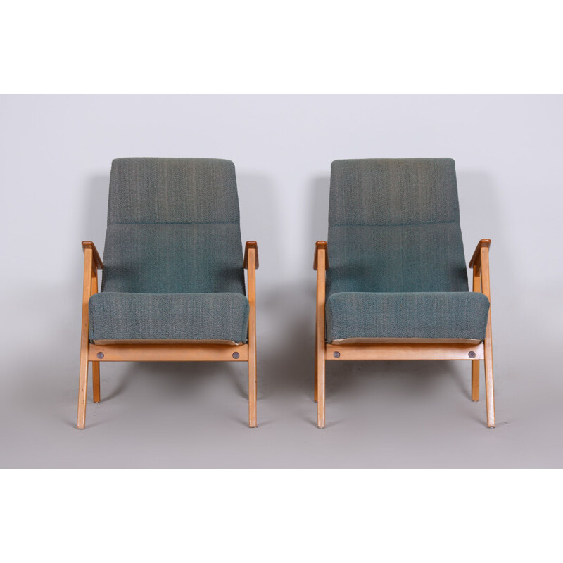 Paire de fauteuils vintage en hêtre par Jaroslav Šmídek