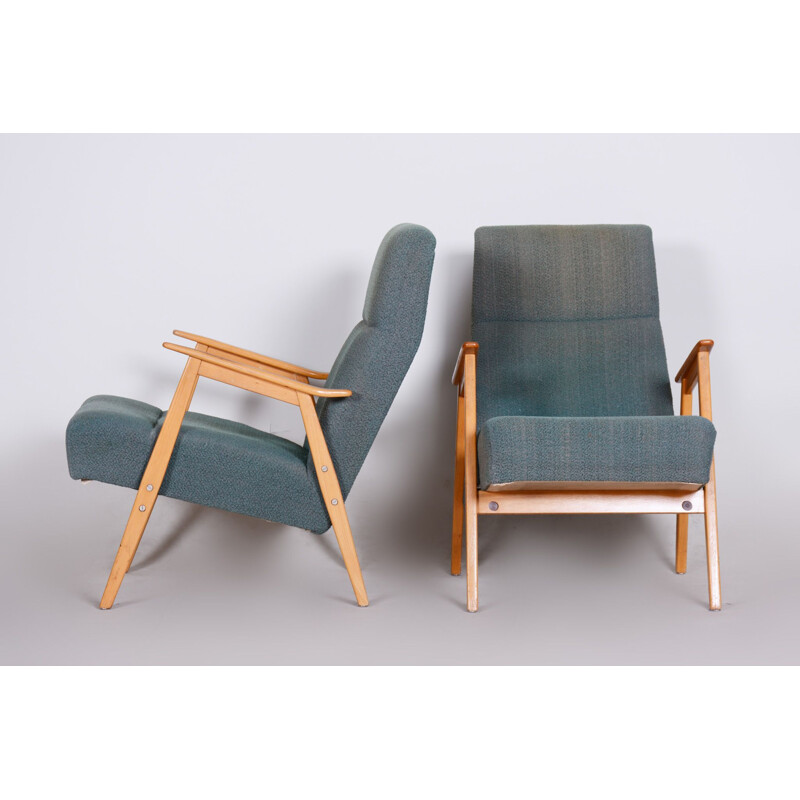 Pair of vintage beechwood armchairs by Jaroslav Šmídek