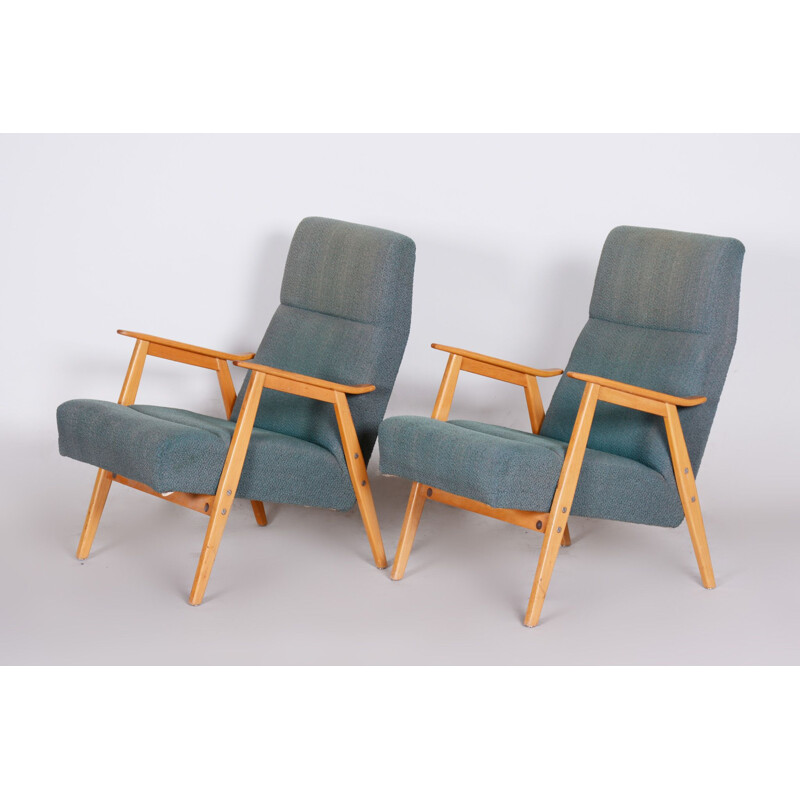 Pair of vintage beechwood armchairs by Jaroslav Šmídek