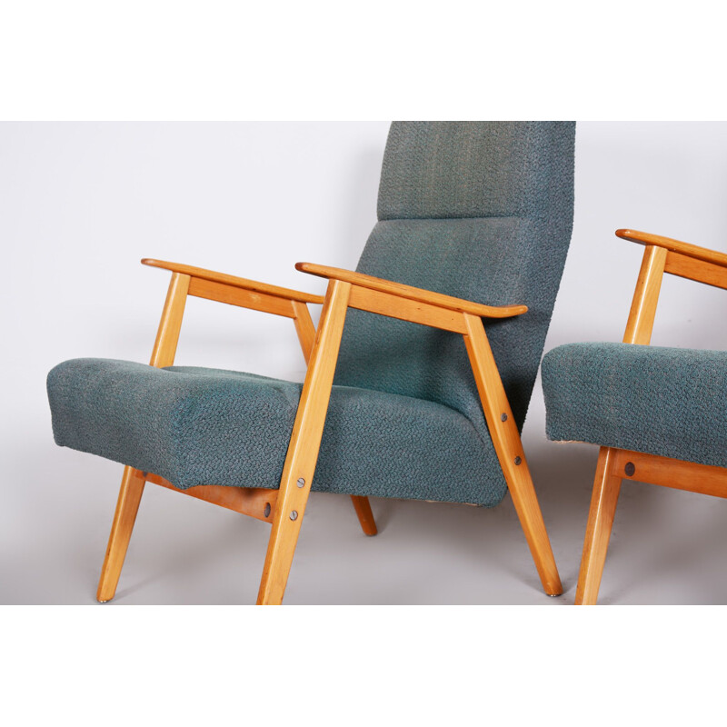 Pair of vintage beechwood armchairs by Jaroslav Šmídek