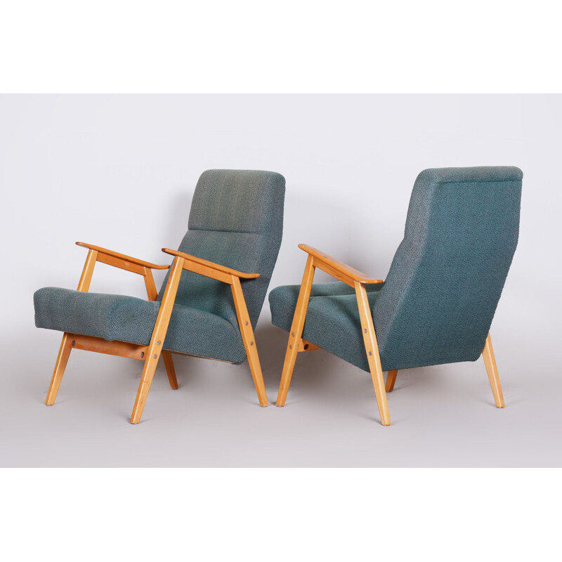 Pair of vintage beechwood armchairs by Jaroslav Šmídek