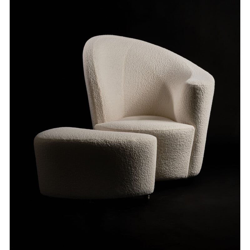 Vintage "Nautilus" swivel armchair & ottoman by Vladimir Kagan for Directional Corkscrew