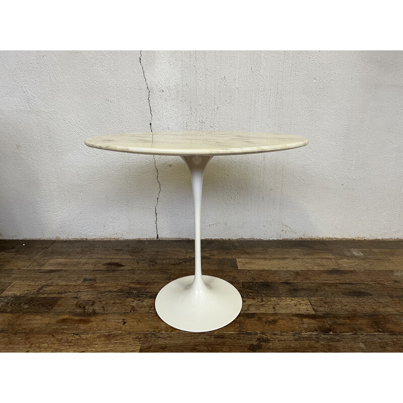 Vintage oval marble pedestal table by Eero Saarinene for Knoll International, 1970