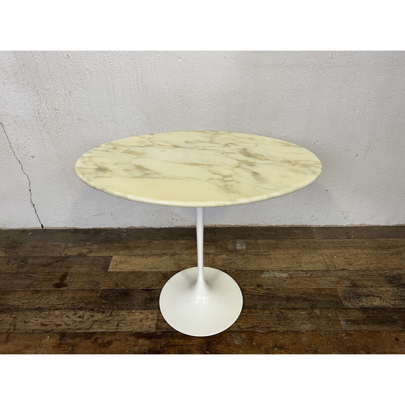 Mesa ovalada con pedestal de mármol vintage de Eero Saarinene para Knoll International, 1970