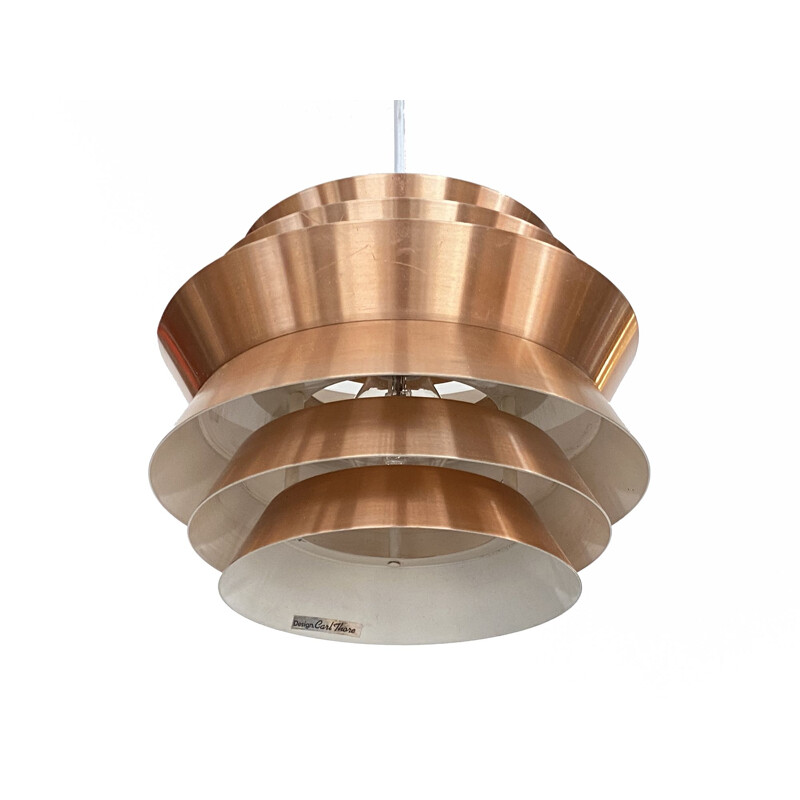 Vintage pendant lamp "Trava" in copper aluminium by Carl Thore for Granhaga Metallindustri, Sweden 1960s