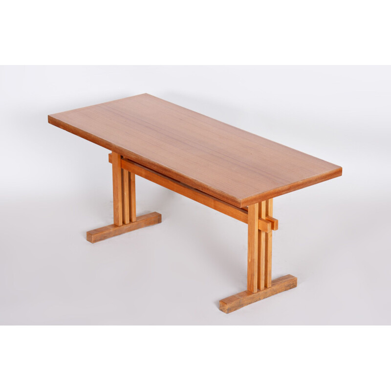 Vintage beech and rosewood coffee table by Dřevopodnik Holešov, Czechoslovakia 1960