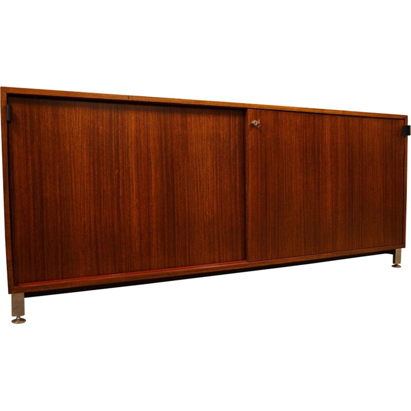 Mid century sideboard in walnut and leather, Florence KNOLL - 1960s