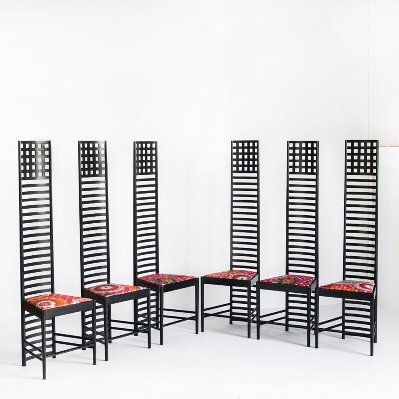 Ensemble de 6 chaises vintage 292 Hill House par Charles Rennie Mackintosh pour Cassina, Italie 1990