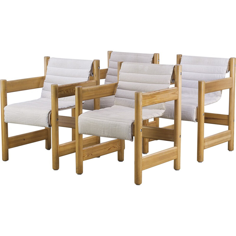 Set of 4 Danish dining chair in pine, FRIIS & MOLTKE - 1950s
