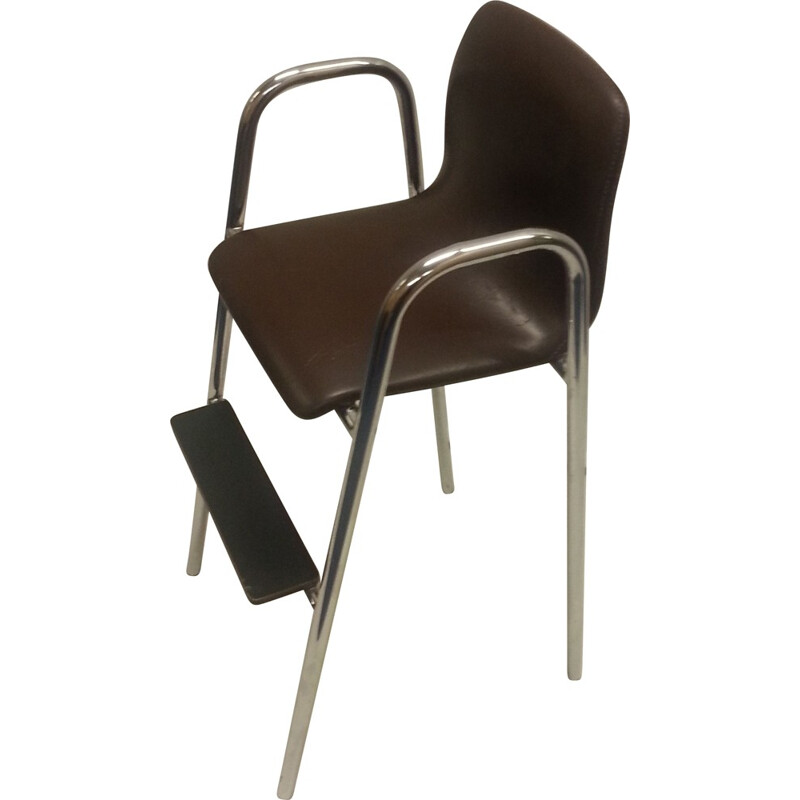 Chaise haute pour enfant en simili cuir et métal - 1960
