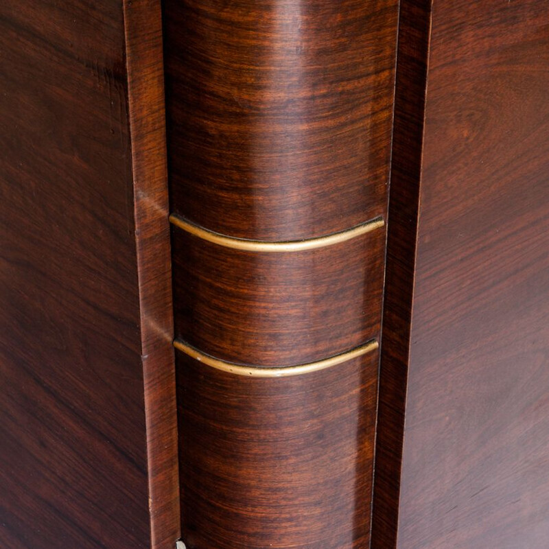 Vintage Art Deco highboard with mirror and black marble, France 1940