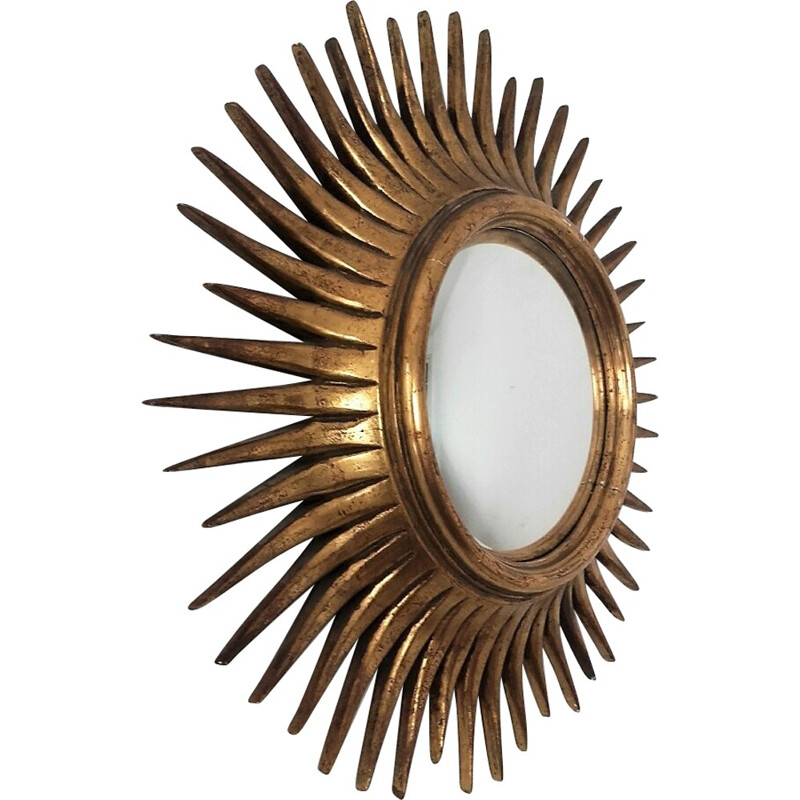 Mid century mirror in golden wood - 1960s