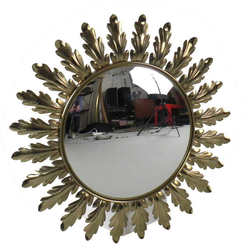 Vintage mirror in golden brass - 1970s