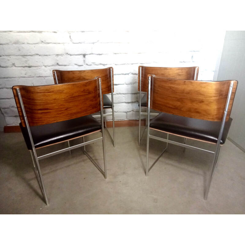 Set of 4 vintage Sm08 chairs by Cees Braakman for Pastoe, 1950s