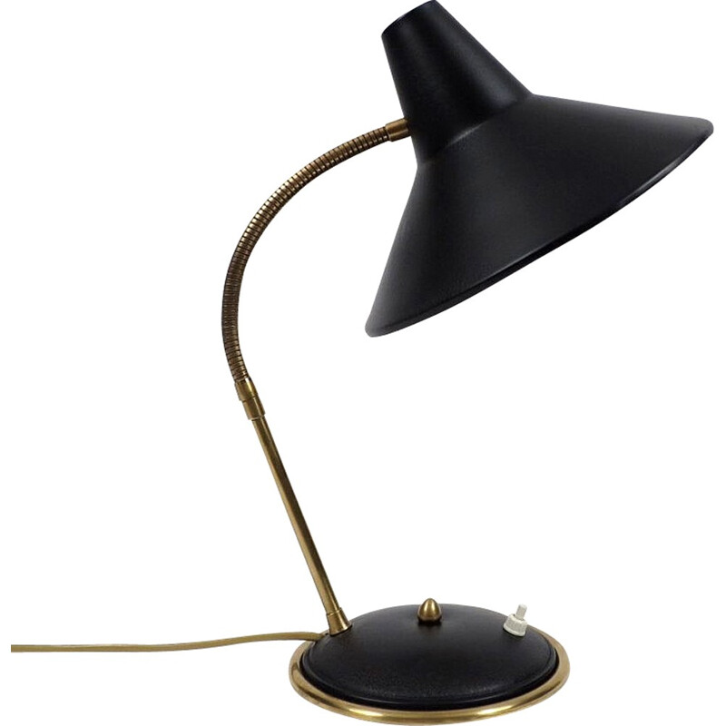 Desk lamp in brass and black lacquered metal - 1950s