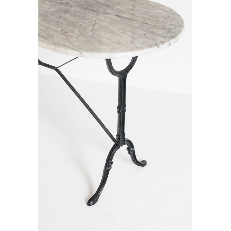 Vintage marble table with cast iron base, France 1960