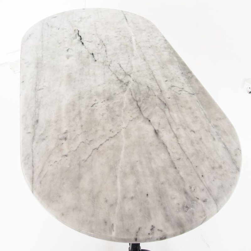 Vintage marble table with cast iron base, France 1960