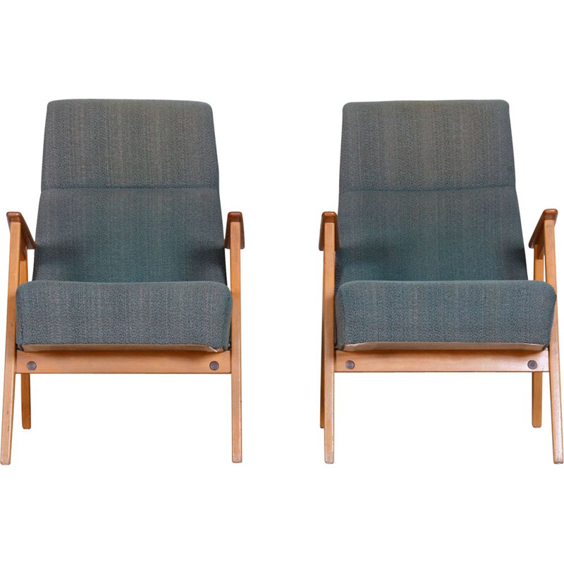 Pair of vintage beechwood armchairs by Jaroslav Šmídek