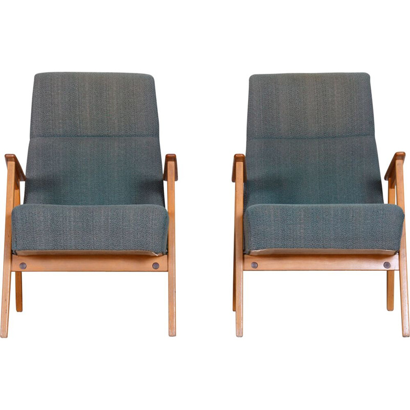 Paire de fauteuils vintage en hêtre par Jaroslav Šmídek